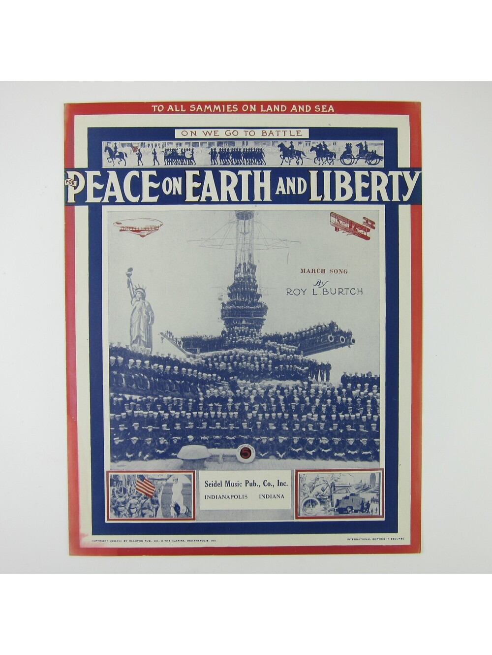 Sheet Music Peace on Earth & Liberty Burtch USS Pennsylvania WWI Antique 1917